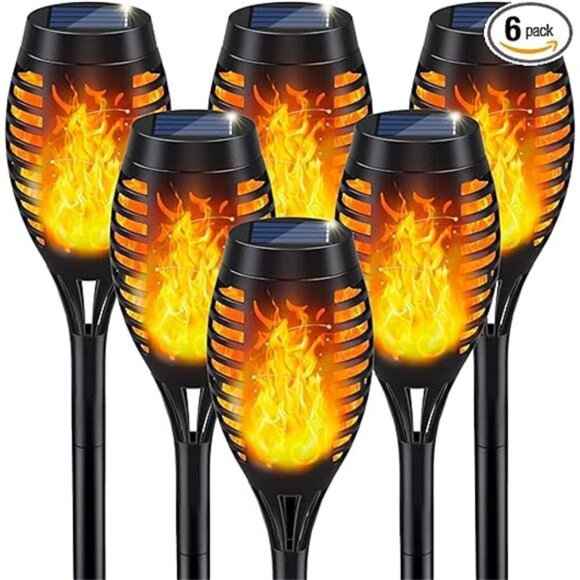 Solar Lights Outdoor, Solar Torch Light with Flickering Flame for Halloween - Picture 7 of 7